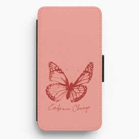 Matte Shield Layer Trendy Finish Embrace Change Butterfly Flip / Wallet Phone Case