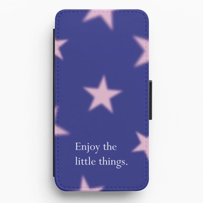 Protective Frame Enjoy The Little Things Dark Purple Flip / Wallet Phone Case