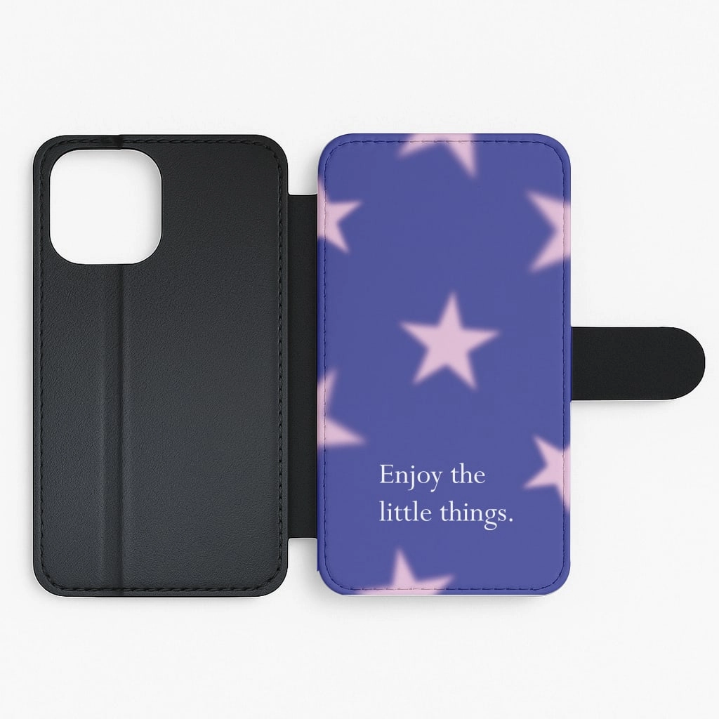 Minimal Shield Protective Structure Enjoy The Little Things Dark Purple Flip / Wallet Phone Case
