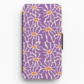 Shock Resistant Tough Grip Purple Flowers - Summer Flip / Wallet Phone Case