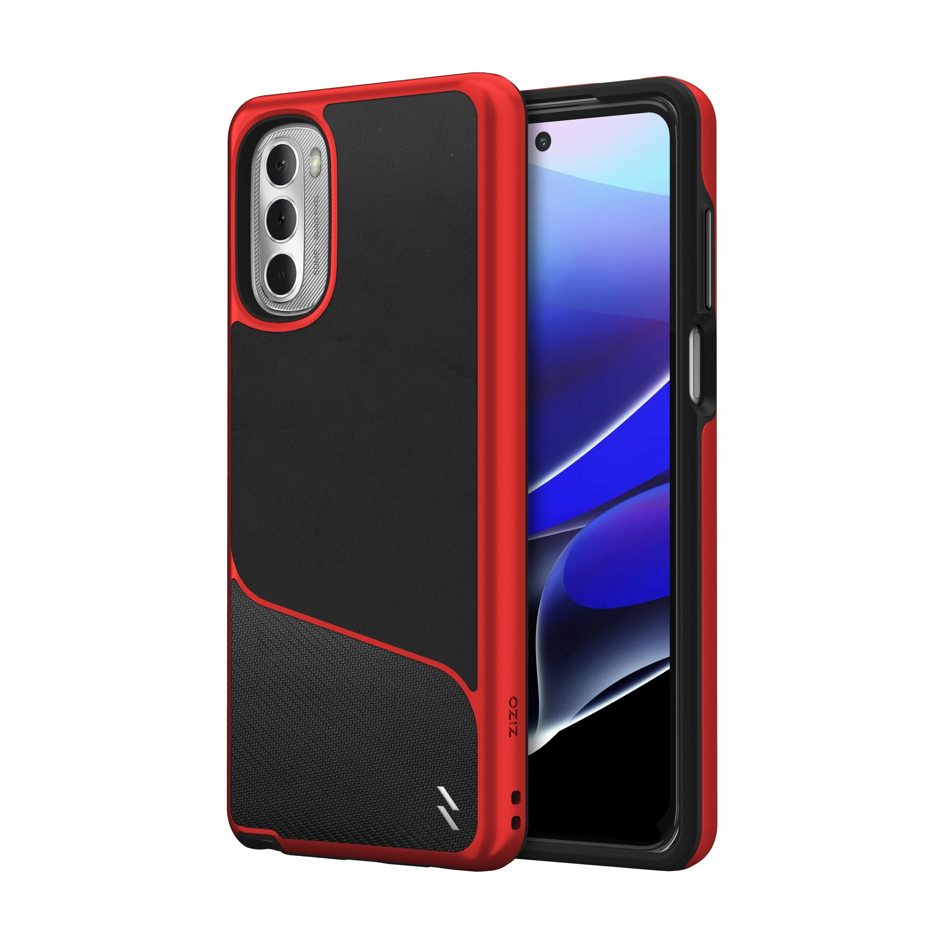 ZIZO DIVISION Series moto g STYLUS 5G (2022) Case - Black & Red Flexible Feel