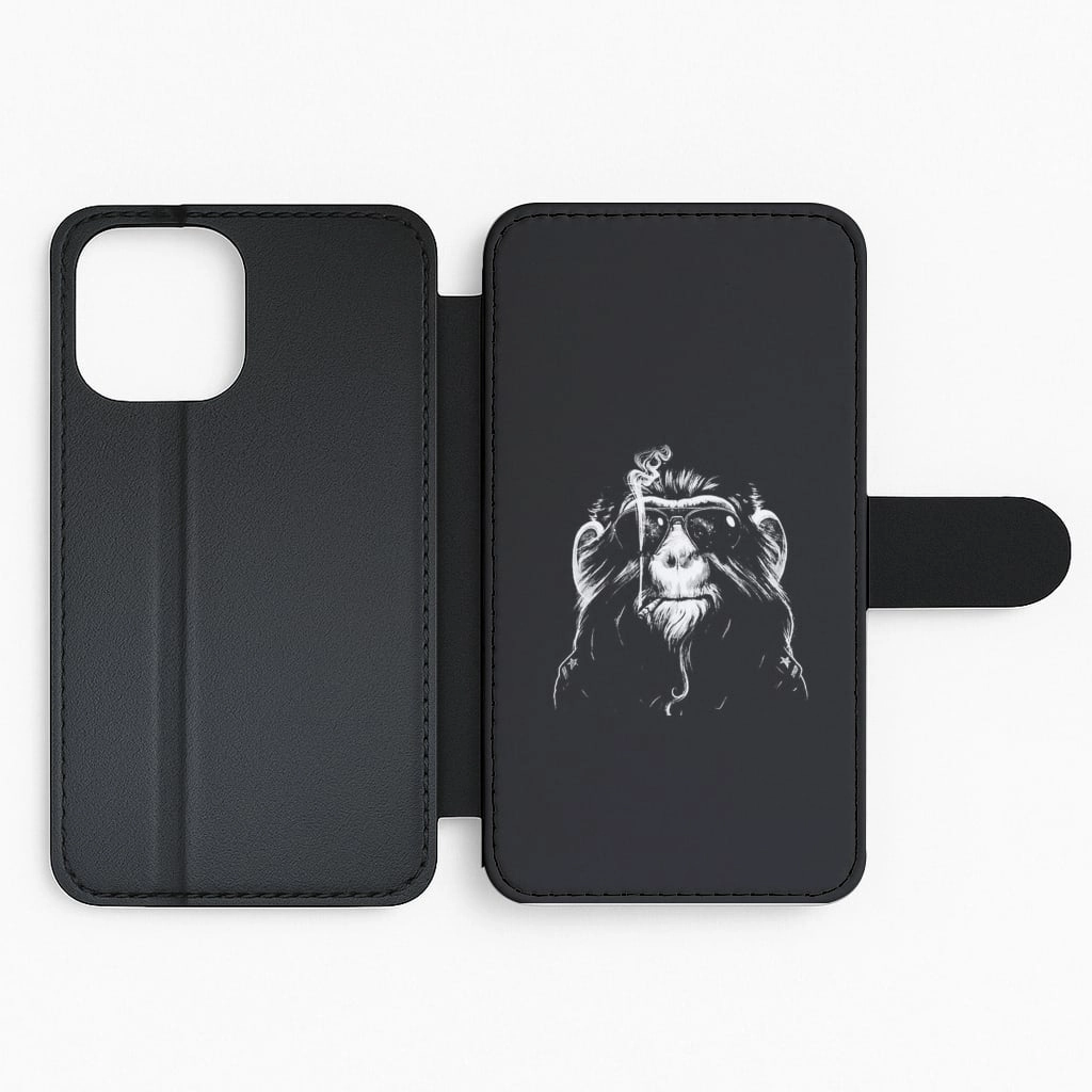 Marble finish Smoking Monkey Flip Wallet Phone Case