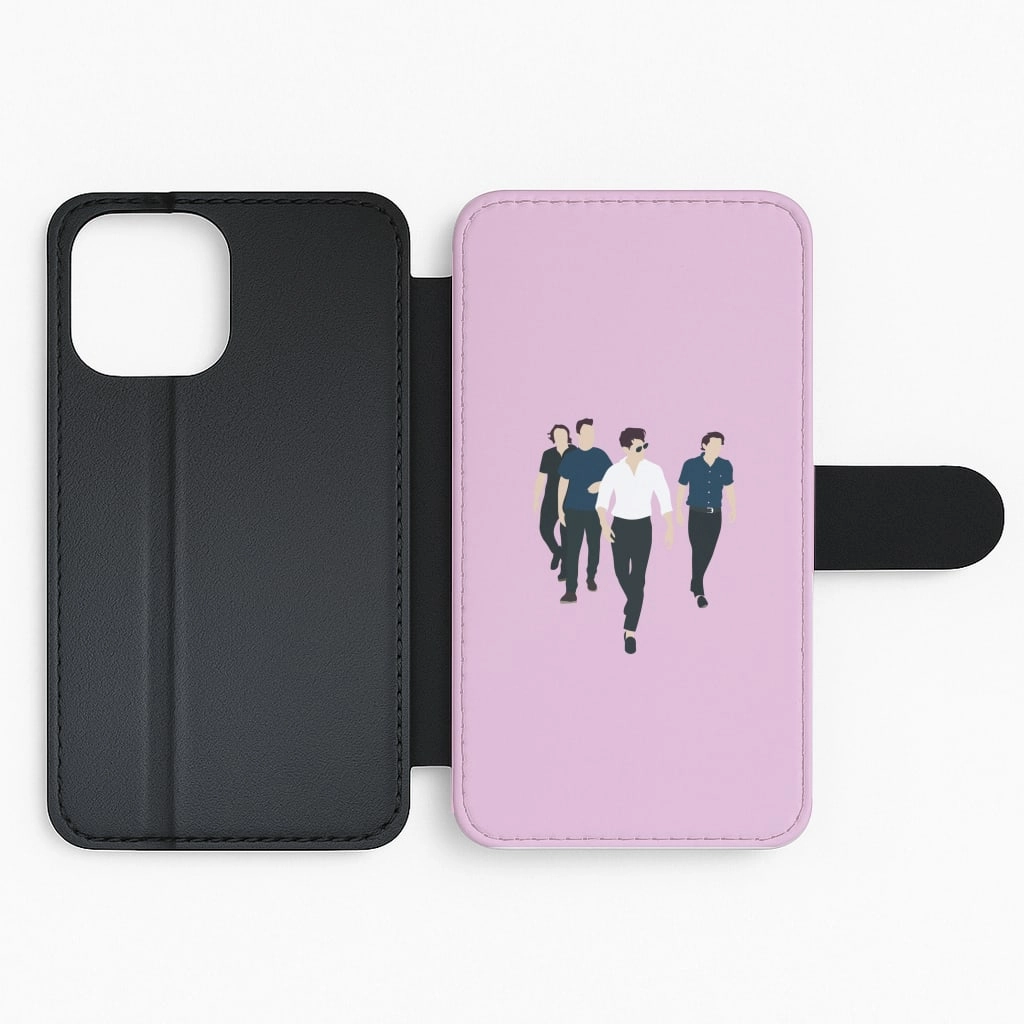 Glossy Texture Portable Shield Walking Flip / Wallet Phone Case