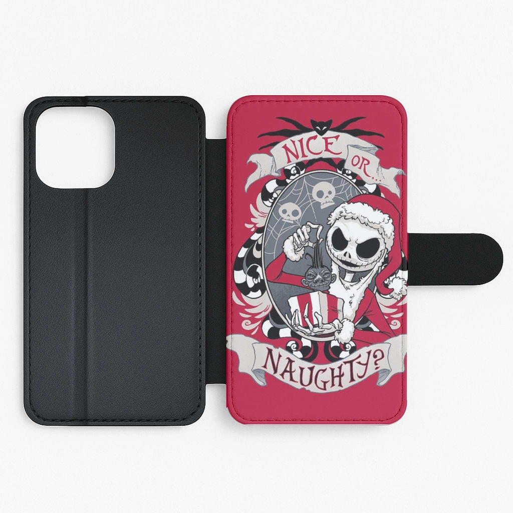 Matte Shield Layer Durable Surface Nice Or Naughty - A Nightmare Before Christmas Flip Wallet Phone Case