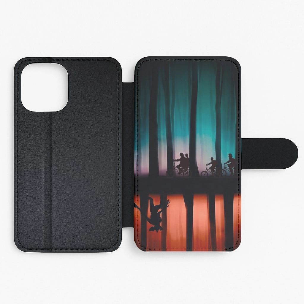 Modern Pattern Style Stranger Upside Down Flip Wallet Phone Case
