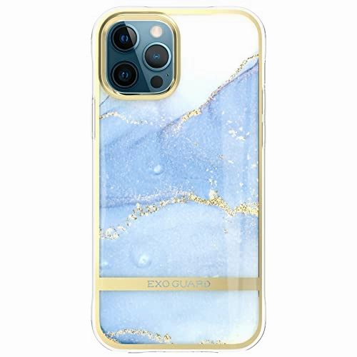 ExoGuard Case for iPhone 12, iPhone 12 Pro 6.1 inch Cover, Shockproof Scratch-Proof Full-Body Marble Protective Phone Case with Screen Protector Glass Creative Artwork