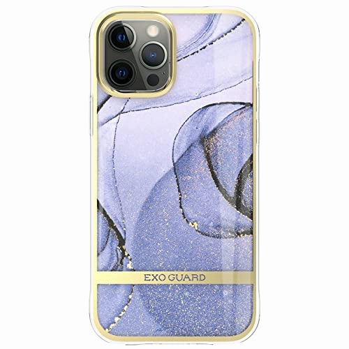 ExoGuard Case for iPhone 12, iPhone 12 Pro 6.1 inch Cover, Shockproof Scratch-Proof Full-Body Marble Protective Phone Case with Screen Protector Glass Matte Guard