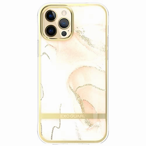 ExoGuard Case for iPhone 12, iPhone 12 Pro 6.1 inch Cover, Shockproof Scratch-Proof Full-Body Marble Protective Phone Case with Screen Protector Glass Portable Protection