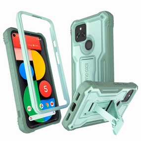 ExoGuard for Google Pixel 5 Series Case, Rubber Shockproof Full-Body Cover Case Built-in Screen Protector and Kickstand Compatible with Google Pixel 5/Google Pixel 5A Fashion Accessory