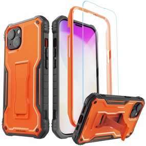 ExoGuard for iPhone 14 Series Case, Rubber Shockproof Full-Body Cover Case Come with a Tempered Glass Screen Protector and Kickstand for iPhone 14/iPhone 14 Plus/iPhone 14 Pro/iPhone 14 Pro Max Flexible structure Refined Edge