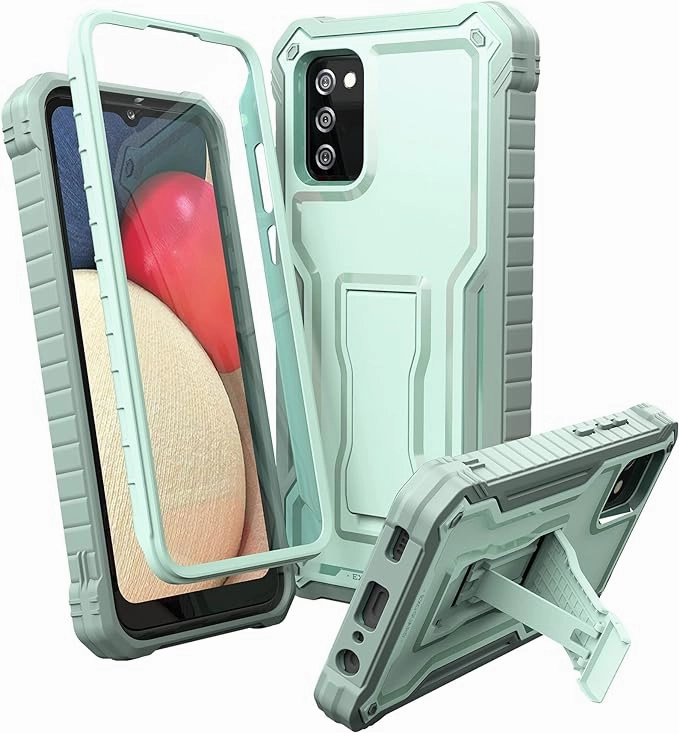 ExoGuard for Samsung Galaxy A02S Case, Rubber Shockproof Full-Body Cover Case Built-in Screen Protector and Kickstand Compatible with Samsung A02S Phone Protective Material