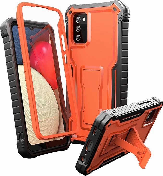 ExoGuard for Samsung Galaxy A02S Case, Rubber Shockproof Full-Body Cover Case Built-in Screen Protector and Kickstand Compatible with Samsung A02S Phone Stylish grip