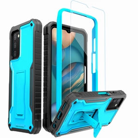Glossy Finish Look Premium Edge ExoGuard for Samsung Galaxy A03S 5G Case, Rubber Shockproof Heavy Duty Case with Screen Protector for Samsung A03S 5G Phone, Built-in Kickstand