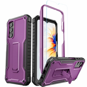 Urban Fashion ExoGuard for Samsung Galaxy A14 5G Case, Rubber Shockproof Heavy Duty Case with Screen Protector for Samsung A14 Phone, Built-in Kickstand