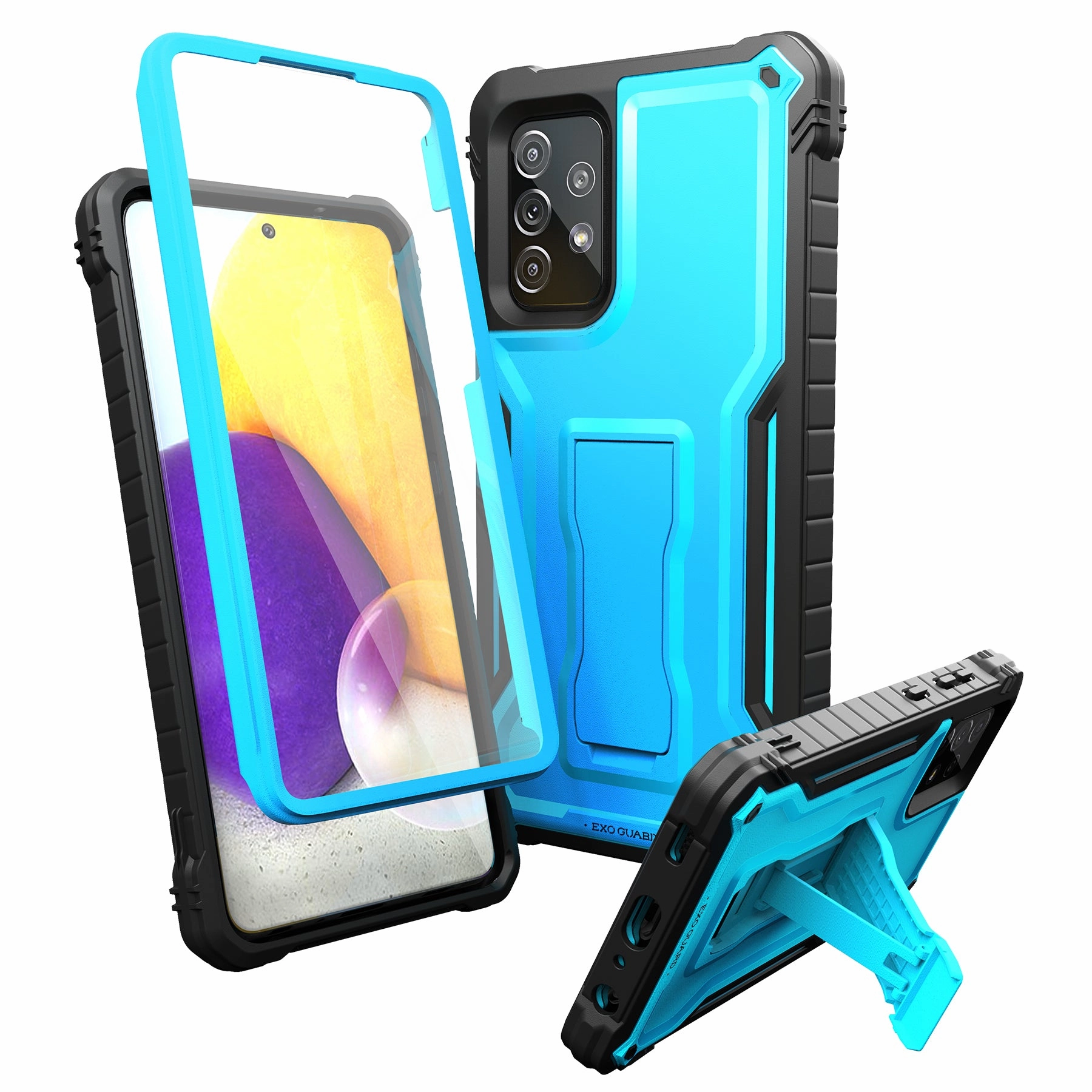 ExoGuard for Samsung Galaxy A72 Case, Rubber Shockproof Full-Body Cover Case Built-in Screen Protector and Kickstand Compatible with Samsung A72 Phone Comfort Layer Texture Slim Texture