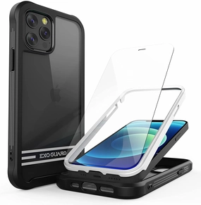 ExoGuard iPhone 12 Series Case with Screen Protector, Dual Layer Full Body Protection Cover Clear Back Phone Case for iPhone Series Premium Feel Layer Classic Grip