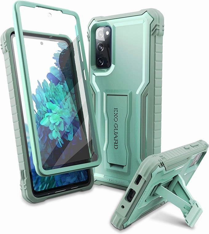 Fashion Detail Creative Accent ExoGuard Samsung Galaxy S20 FE 5G Case, Rubber Shockproof Full-Body Cover Case Built-in Screen Protector with Kickstand for Samsung S20 FE 5G Phone
