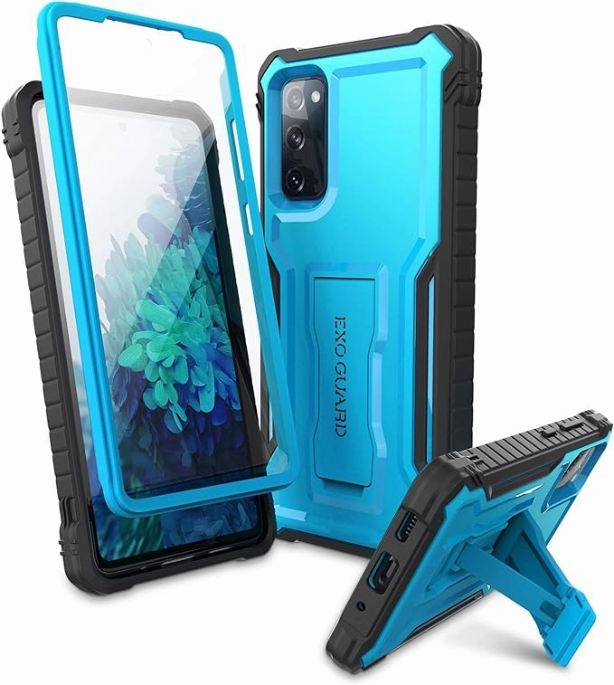 Premium Build Matte Texture Surface ExoGuard Samsung Galaxy S20 FE 5G Case, Rubber Shockproof Full-Body Cover Case Built-in Screen Protector with Kickstand for Samsung S20 FE 5G Phone