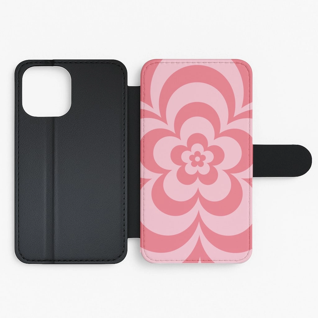 Pink Abstract Flower Pattern  Flip / Wallet Phone Case Smooth Detail