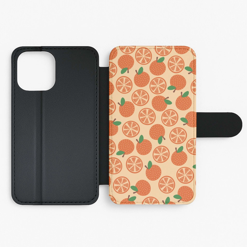 Soft Finish Textured Oranges Pattern  Flip / Wallet Phone Case