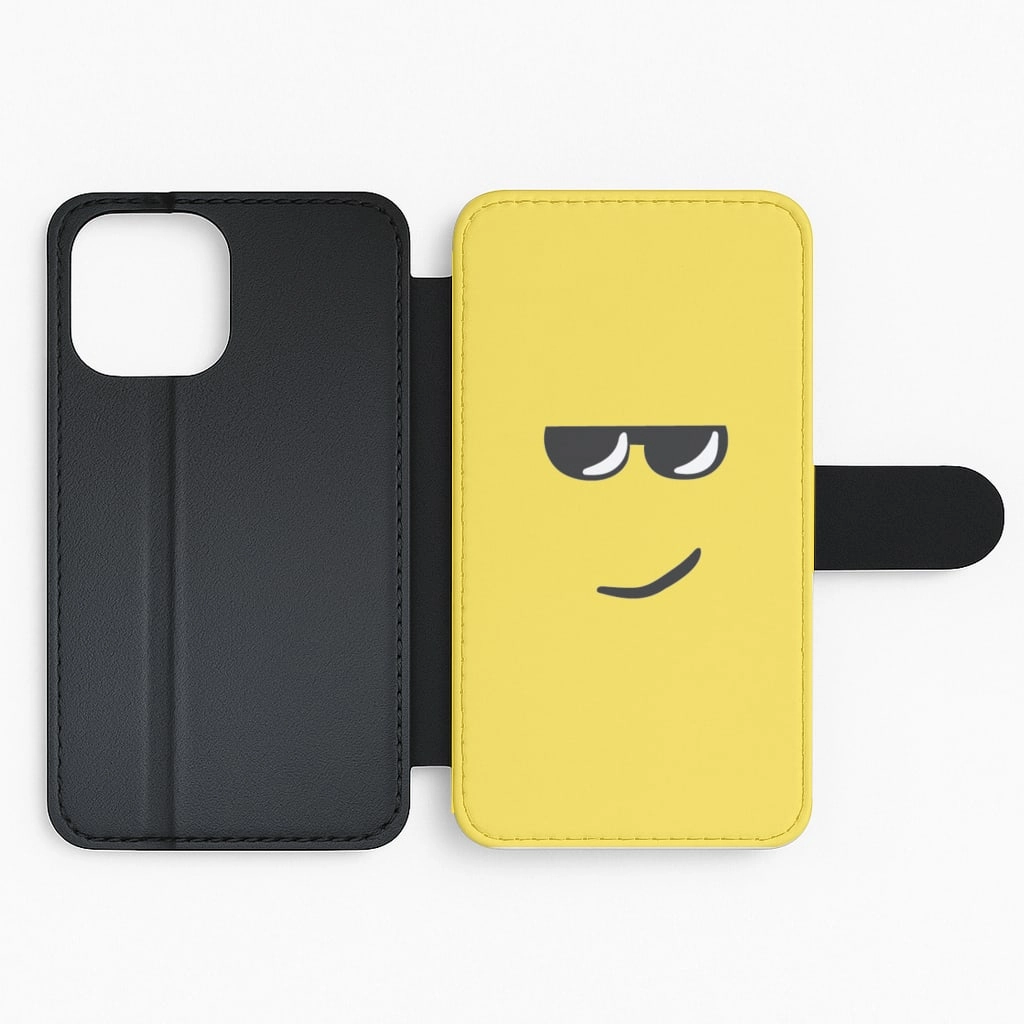 Yellow Face Shades Flip / Wallet Phone Case Gloss Texture Rugged Detail Layer