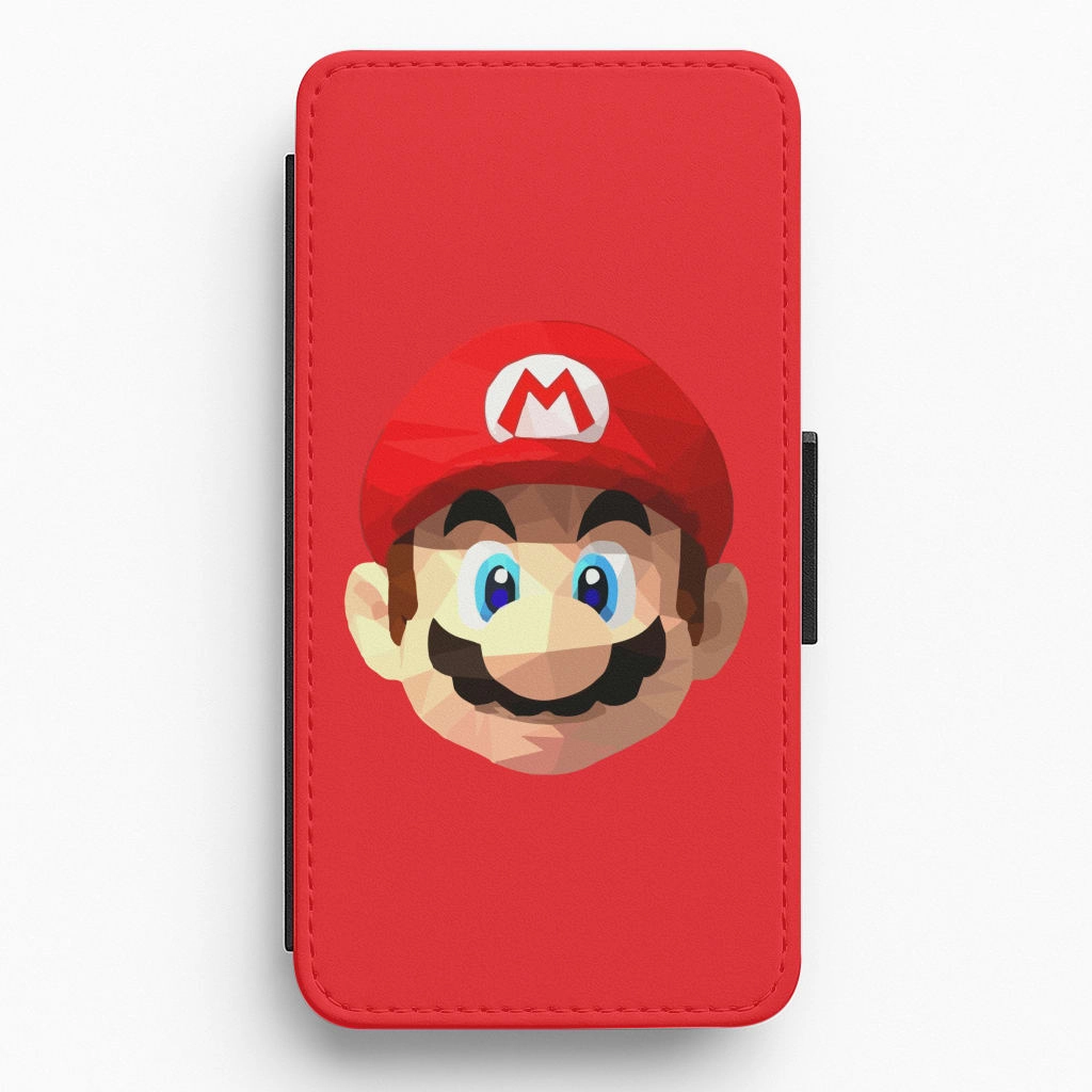 Mario Face - Mario Flip / Wallet Phone Case Portable Shield