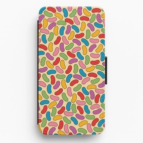 Hybrid Material Build Everyday Use Beans - Sweets Patterns Flip / Wallet Phone Case