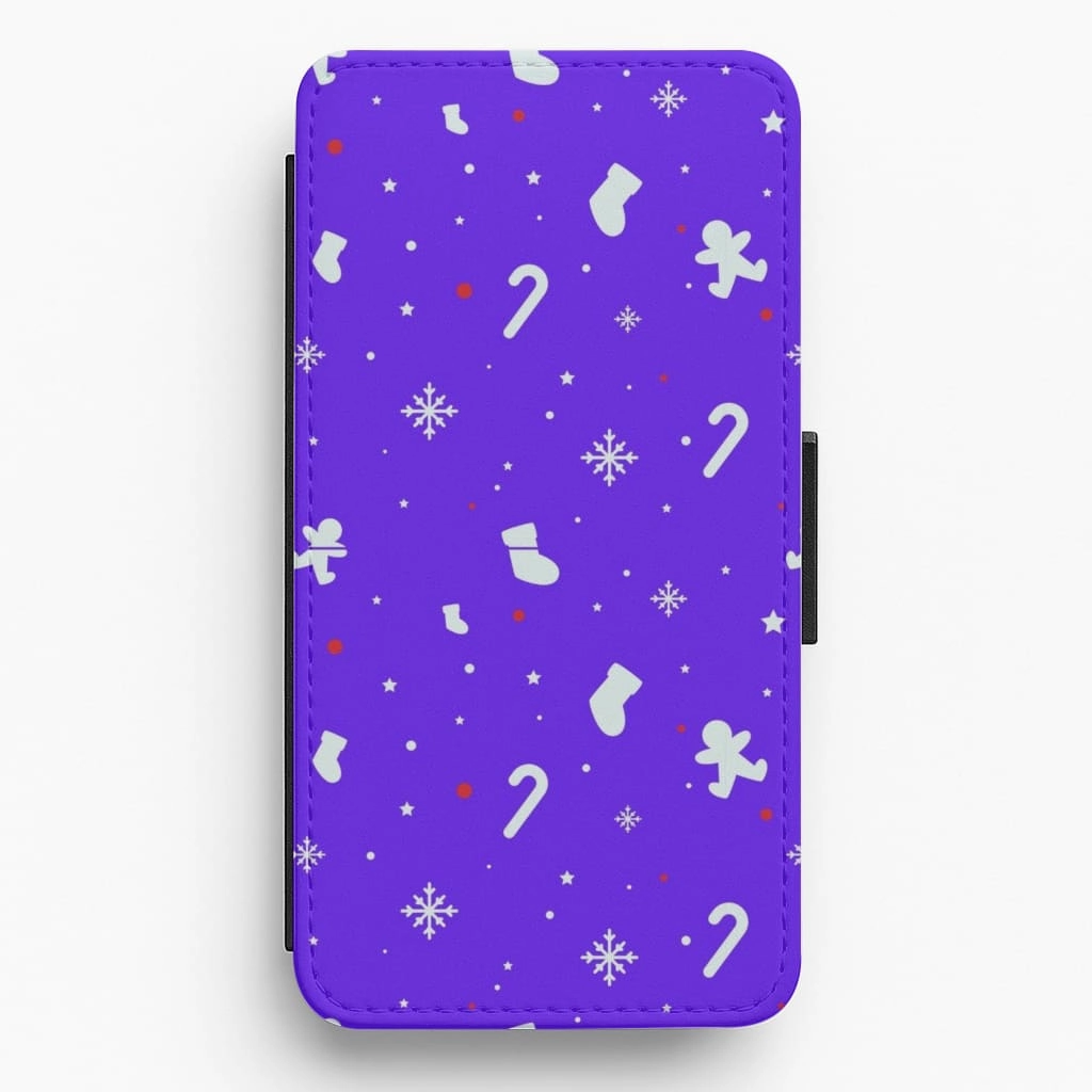 Festive Pattern - Blue Flip / Wallet Phone Case Clear Pattern Protective Craft