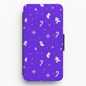 Festive Pattern - Blue Flip / Wallet Phone Case Clear Pattern Protective Craft