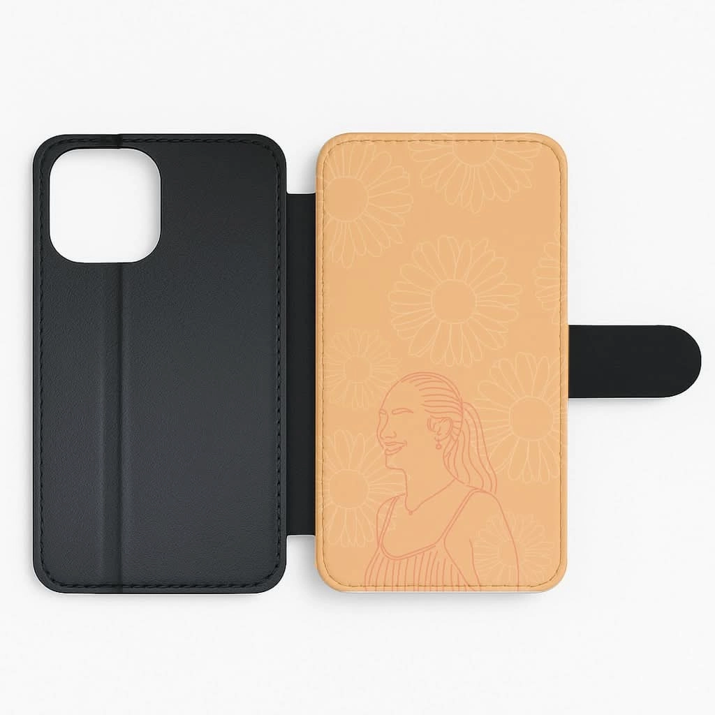 Modern Build Texture Belly And Daisies Outline Flip / Wallet Phone Case