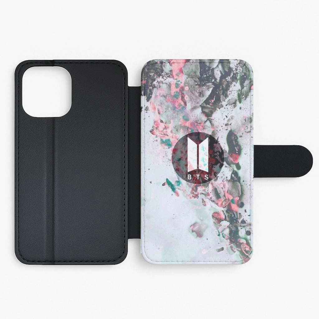 K-Pop Band Marble Logo Flip Wallet Phone Case Elegant Appearance