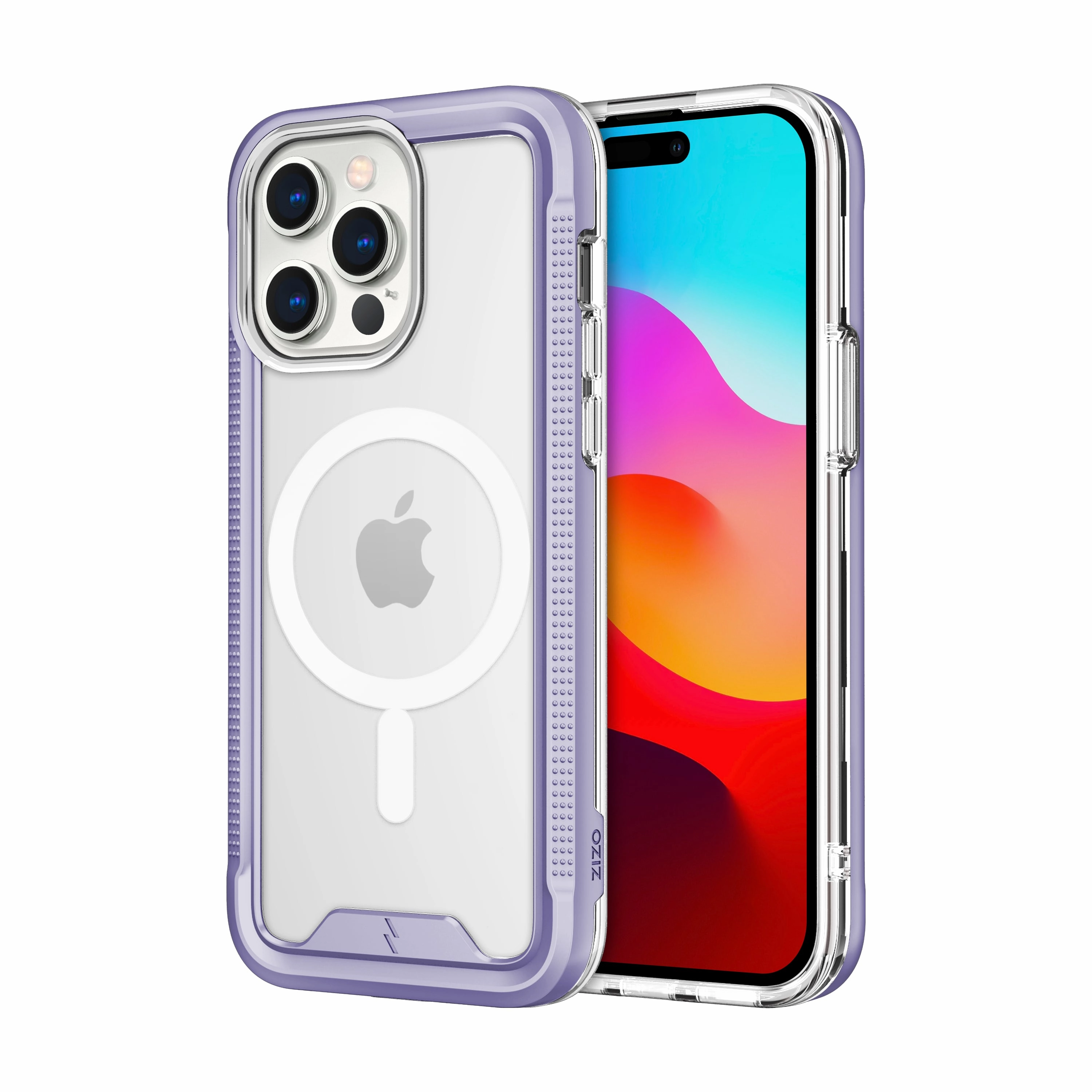 Marble finish Shock Absorber ZIZO ION Series with Magsafe iPhone 15 Pro Max Case - Purple