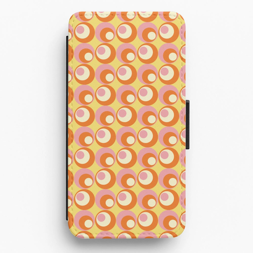 Colourful Circles Retro Pattern Flip / Wallet Phone Case Elegant Build
