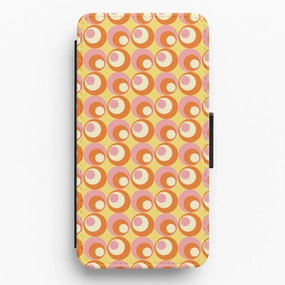 Colourful Circles Retro Pattern Flip / Wallet Phone Case Elegant Build