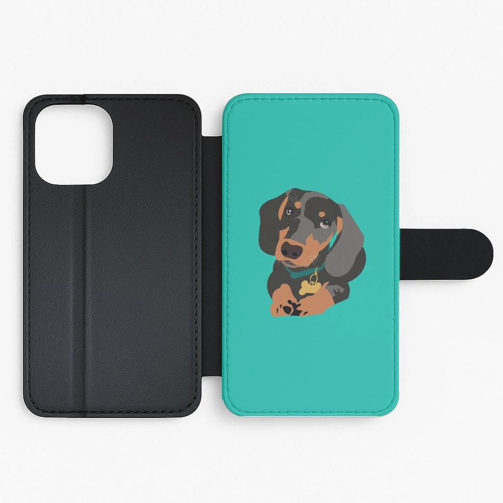 Black & brown - Dachshunds Flip / Wallet Phone Case Clear Texture