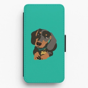 Ergonomic Feel Modern Edge Layer Black & brown - Dachshunds Flip / Wallet Phone Case