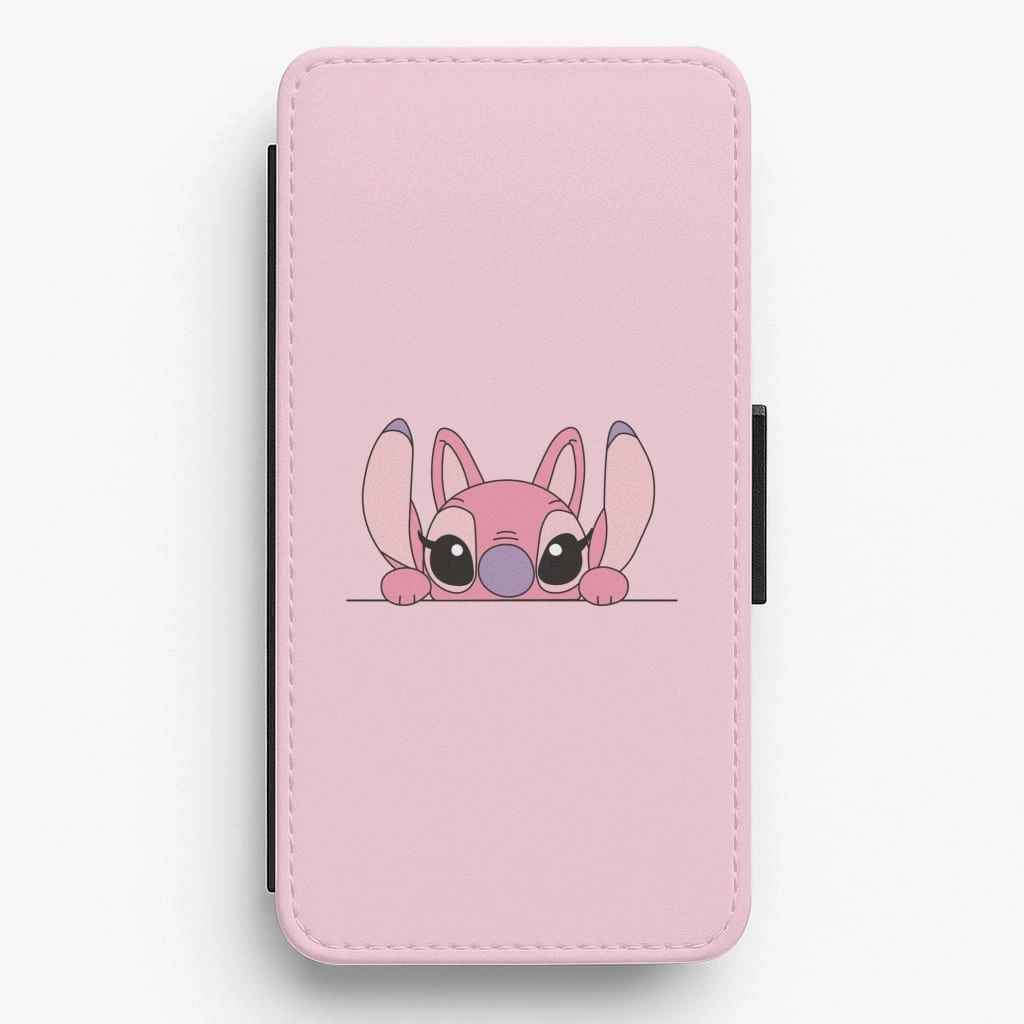 Angel Leaning - Pink Alien Flip / Wallet Phone Case Sleek Profile Rugged Texture