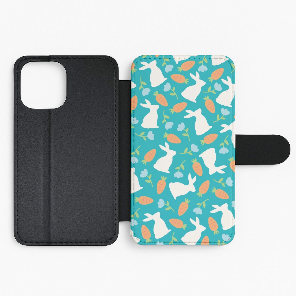 Bunnies And Carrots - Easter Patterns Flip / Wallet Phone Case Modern Grip Texture