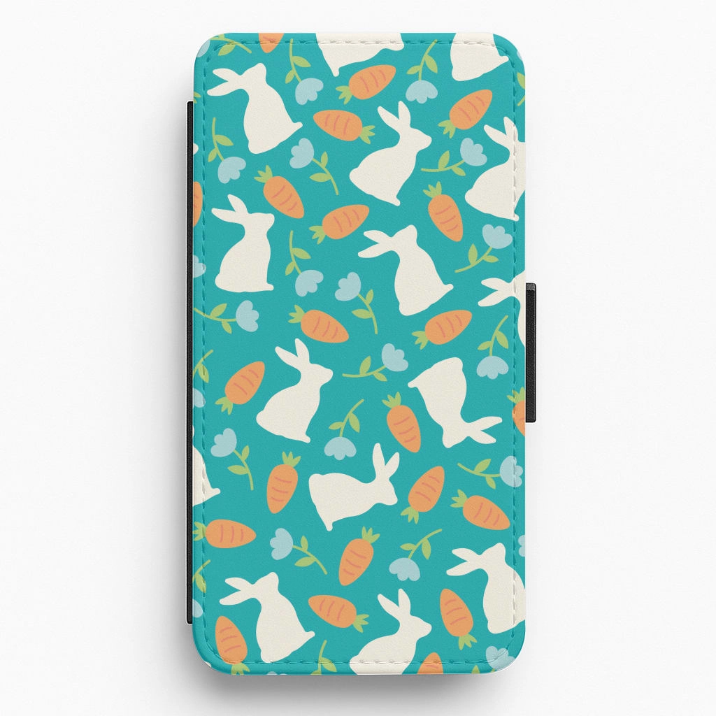 Bunnies And Carrots - Easter Patterns Flip / Wallet Phone Case Premium Surface Texture Soft Protection Edge