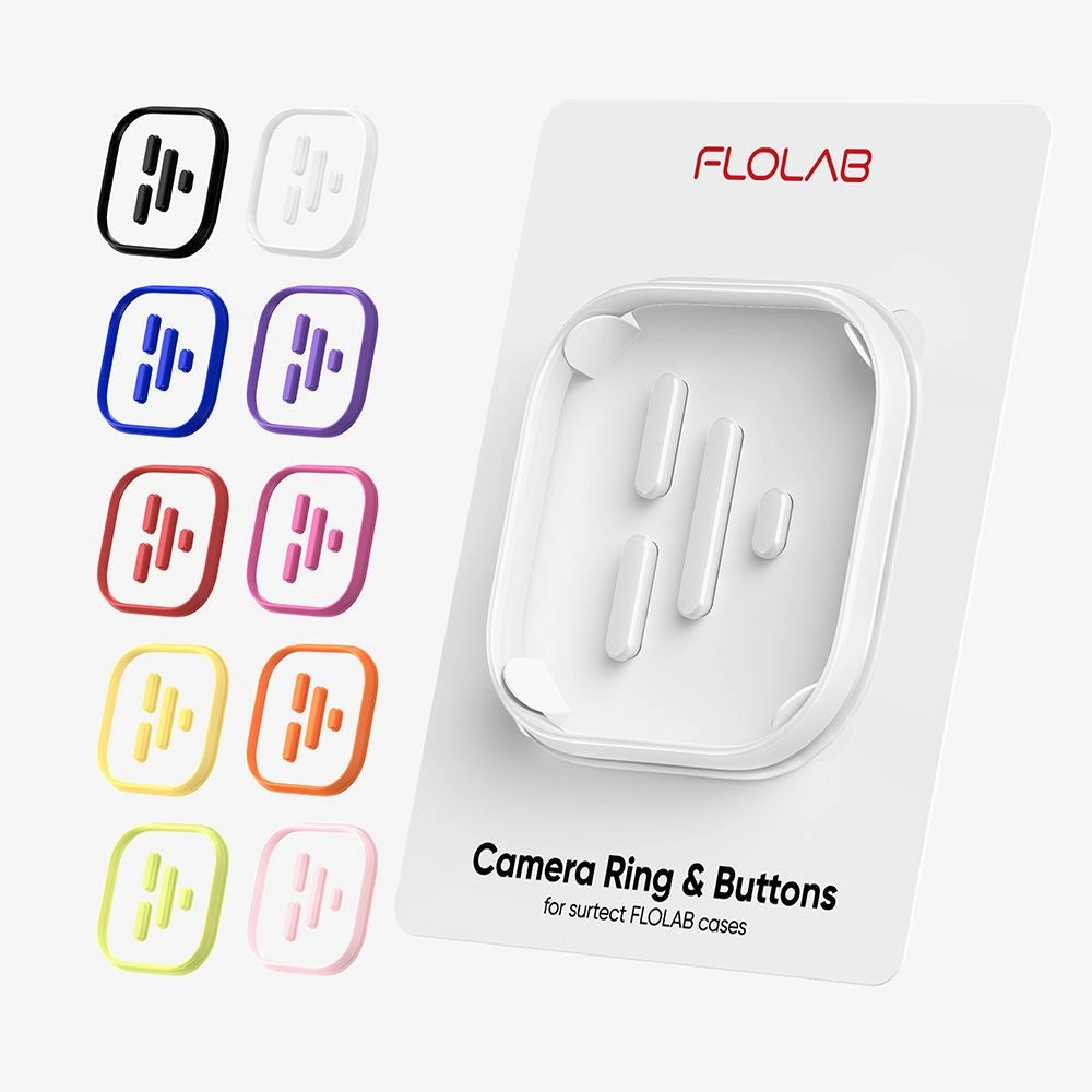 FLOLAB Camera Ring & Buttons Set for iPhone 16 Surtect Series blue light filter shield Mobile Guard Ultra Max