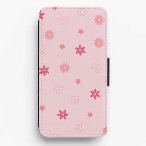 Flower Types Pattern Pink Flip / Wallet Phone Case Modern Minimalism Modern Function