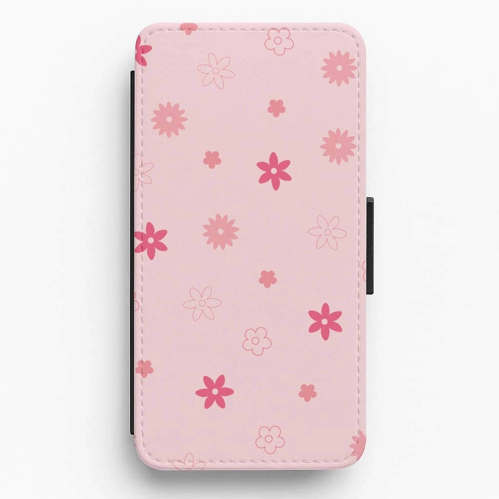 Flower Types Pattern Pink Flip / Wallet Phone Case Modern Minimalism Modern Function