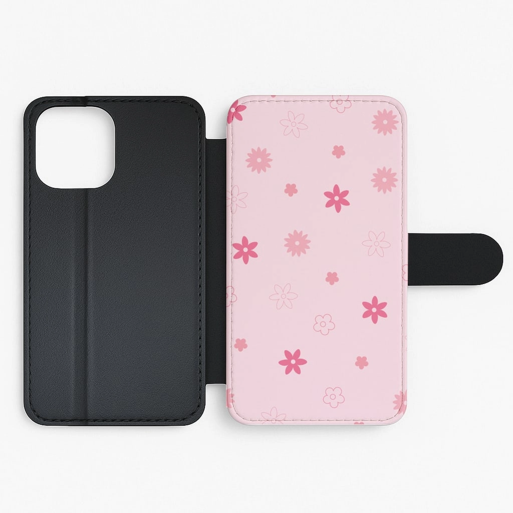 Flower Types Pattern Pink Flip / Wallet Phone Case Professional Look Portable Accessory