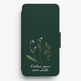 Follow Your Own Path Dark Green Flip / Wallet Phone Case Strong material Smart Accessory