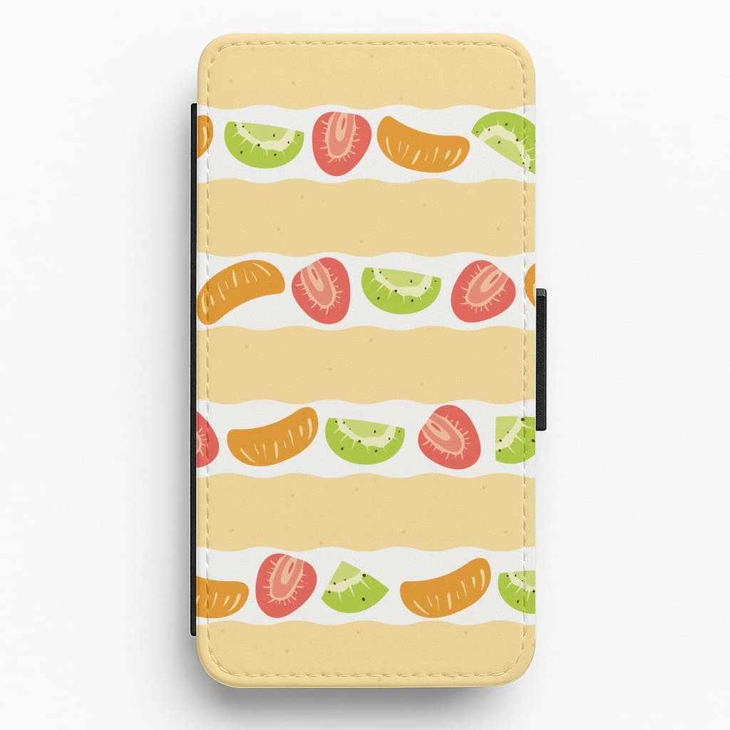 Flexible Grip Texture Fruit Sando Pattern Flip / Wallet Phone Case
