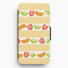 Flexible Grip Texture Fruit Sando Pattern Flip / Wallet Phone Case