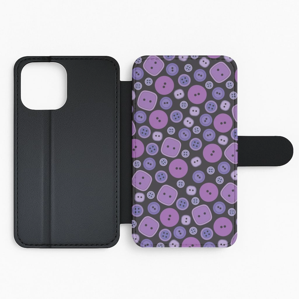Ergonomic form Hard Plastic Button Pattern Flip / Wallet Phone Case