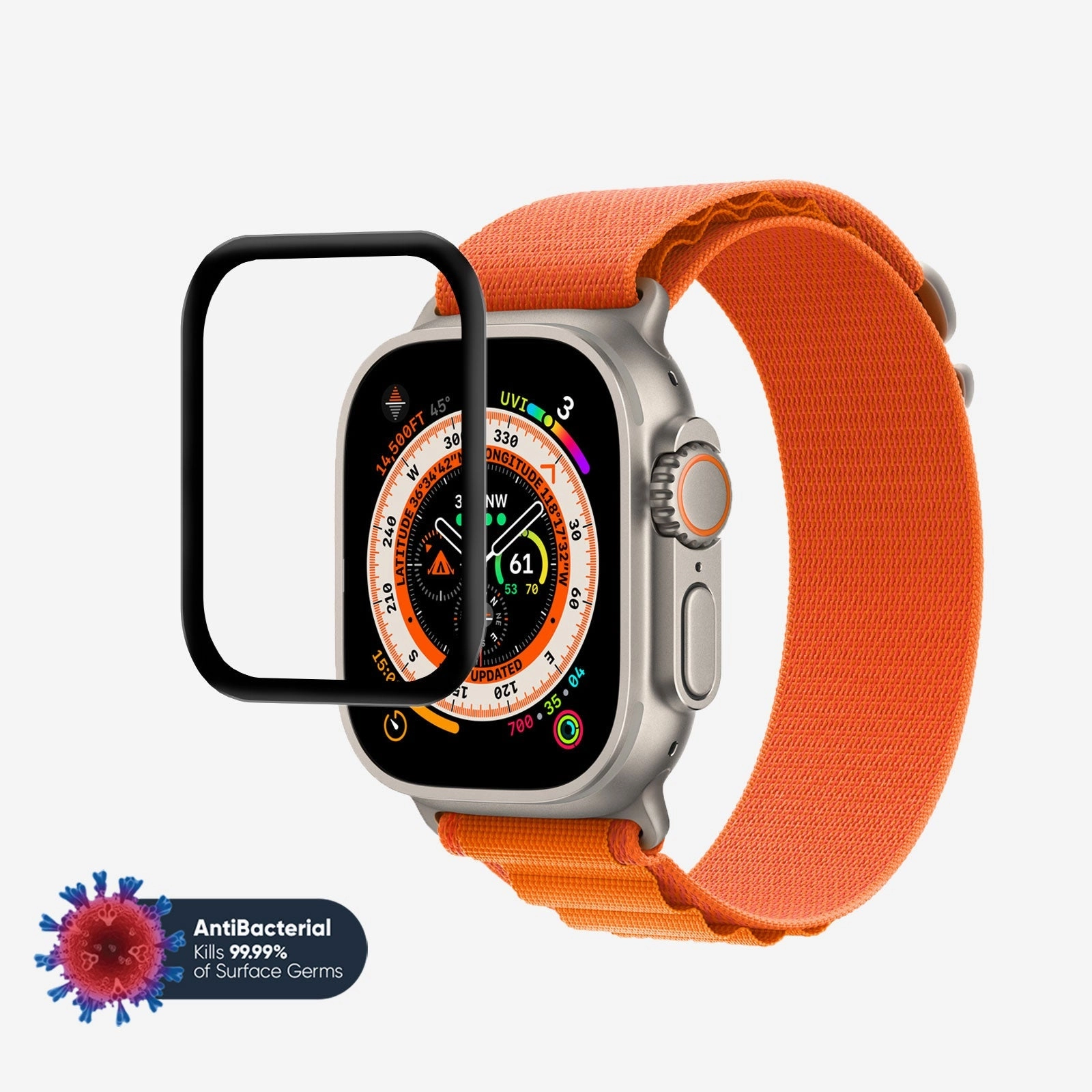 NanoArmour for Apple Watch Ultra 3 / Ultra 2 / Ultra 1 Screen Protector Anti-Microbial bubble resistant layer HD Clarity Protector
