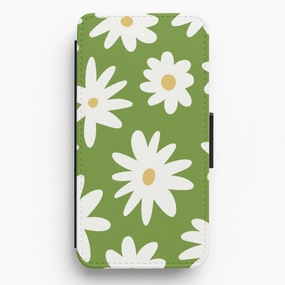 Funky Daisy Flip / Wallet Phone Case Classic Look