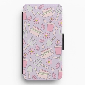 Gardening Tools - Spring Patterns Flip / Wallet Phone Case Polished Touch Compact Texture